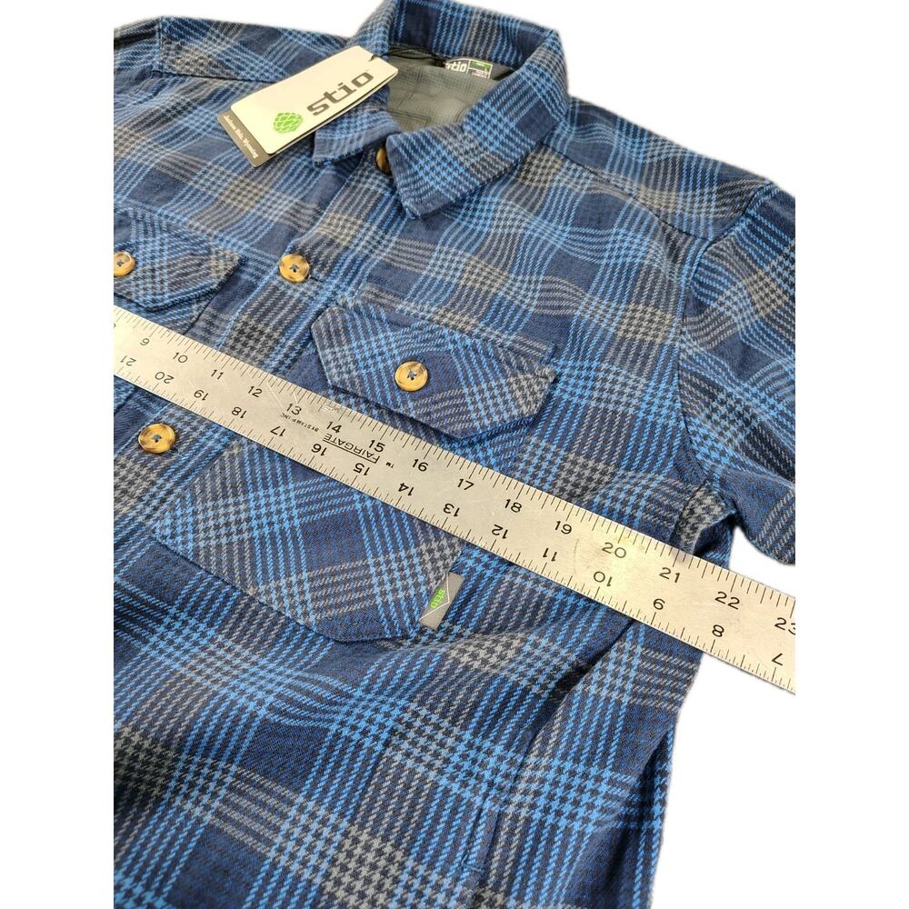 Stio Flannel Jacket Men's L Blue Plaid Heavyweight Outdoor Work Wear Shacket NWT - Picture 11 of 11